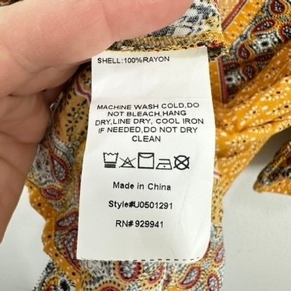 Weekend Suzanne Betro Boho Tunic Top Size L Elbow Flounce‎ Notch Neck Casual NWT - Picture 9 of 10